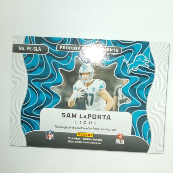 2024 Panini Football Illusions Sam LaPorta Prodigy Endorsments Autograph 23/49 - Picture 3 of 3